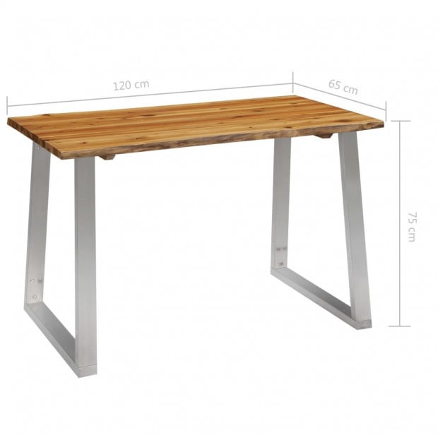 Dining Table 120x65x75 Cm Solid Acacia Wood And Stainless Steel Image 7