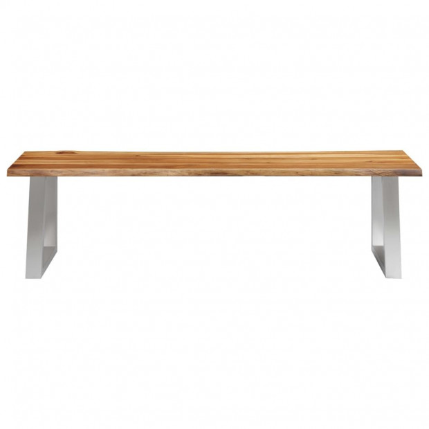 Bench 160 Cm Solid Acacia Wood And Stainless Steel Image 2
