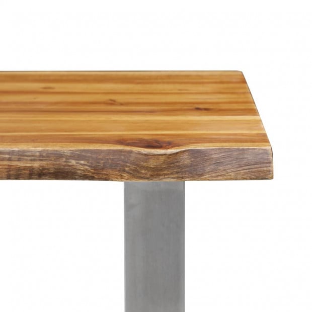 Bench 160 Cm Solid Acacia Wood And Stainless Steel Image 5