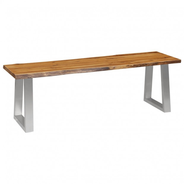 Bench 140 Cm Solid Acacia Wood And Stainless Steel