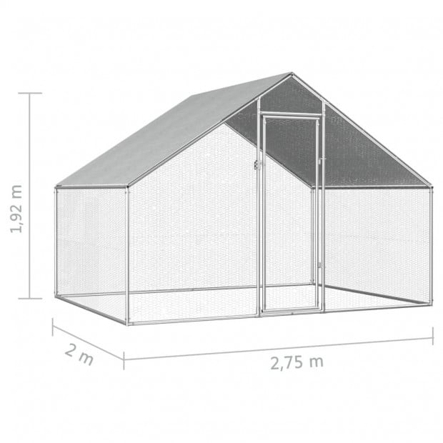 Outdoor Chicken Cage 2.75x2x1.92 M Galvanised Steel Image 6