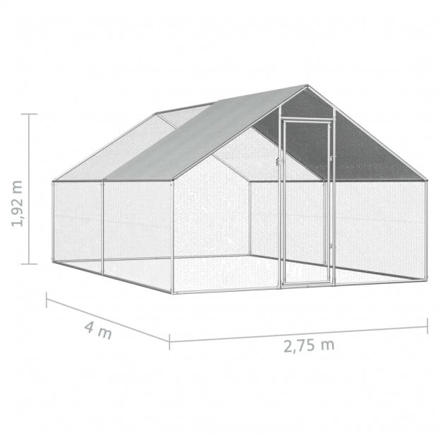 Outdoor Chicken Cage 2.75x4x1.92 M Galvanised Steel Image 6