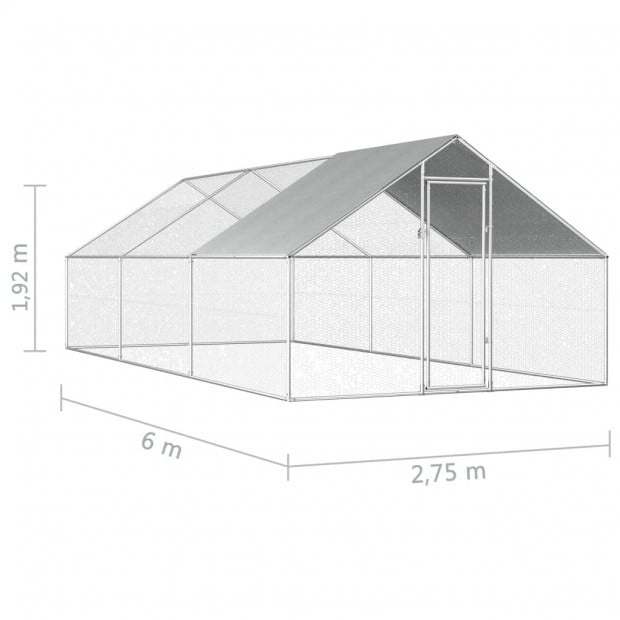 Outdoor Chicken Cage 2.75x6x1.92 M Galvanised Steel Image 6