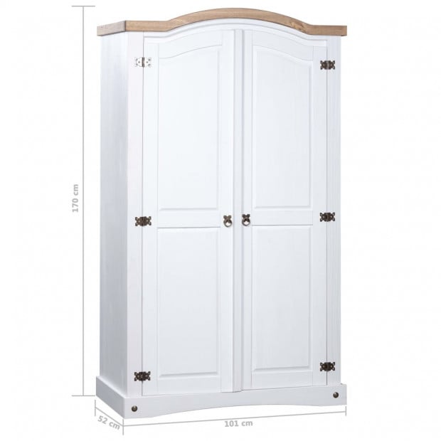 Wardrobe Mexican Pine Corona Range 2 Doors White Image 6