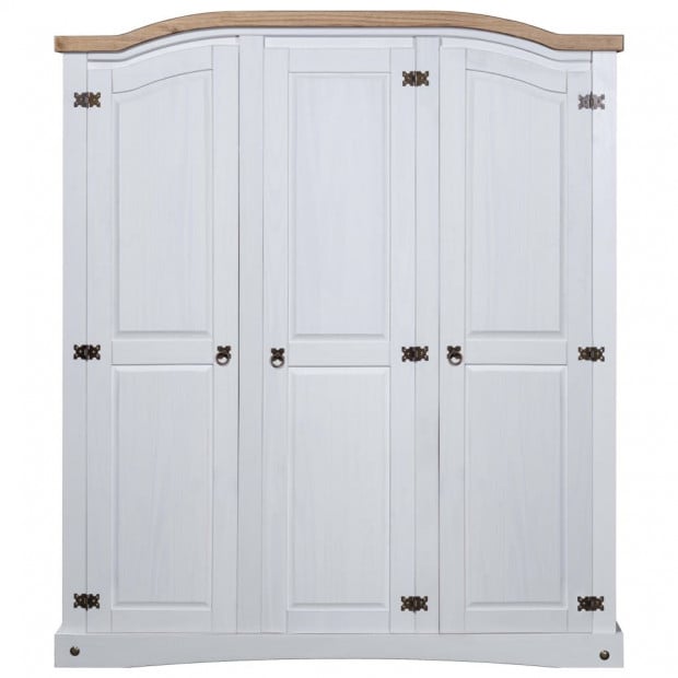 Wardrobe Mexican Pine Corona Range 3 Doors White Image 2
