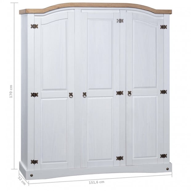 Wardrobe Mexican Pine Corona Range 3 Doors White Image 5