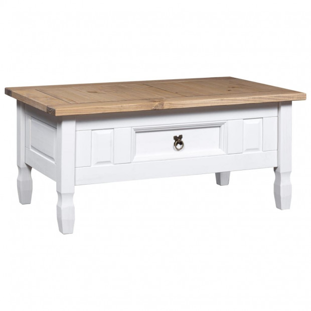 Coffee Table Mexican Pine Corona Range White 100x60x45 Cm