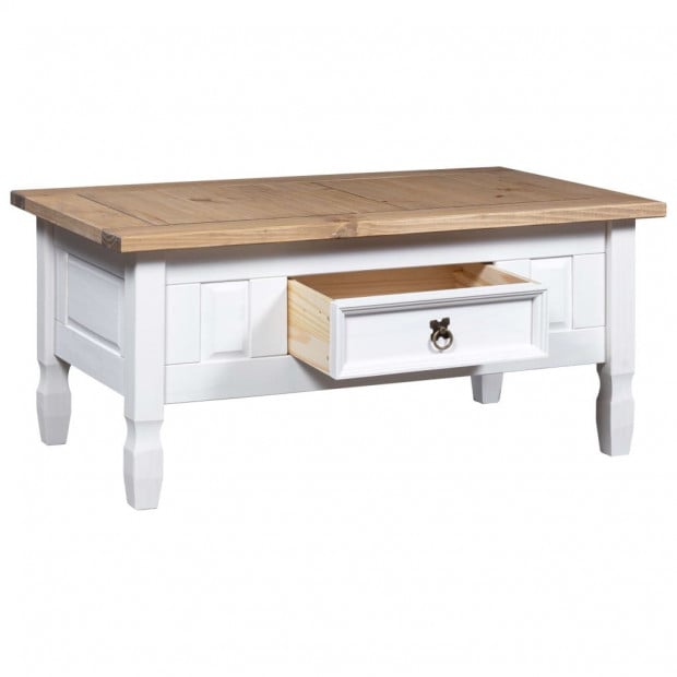 Coffee Table Mexican Pine Corona Range White 100x60x45 Cm Image 3