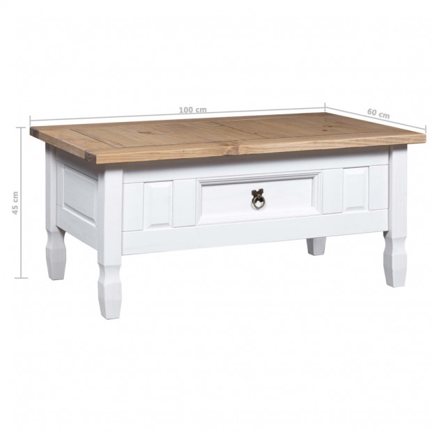 Coffee Table Mexican Pine Corona Range White 100x60x45 Cm Image 6