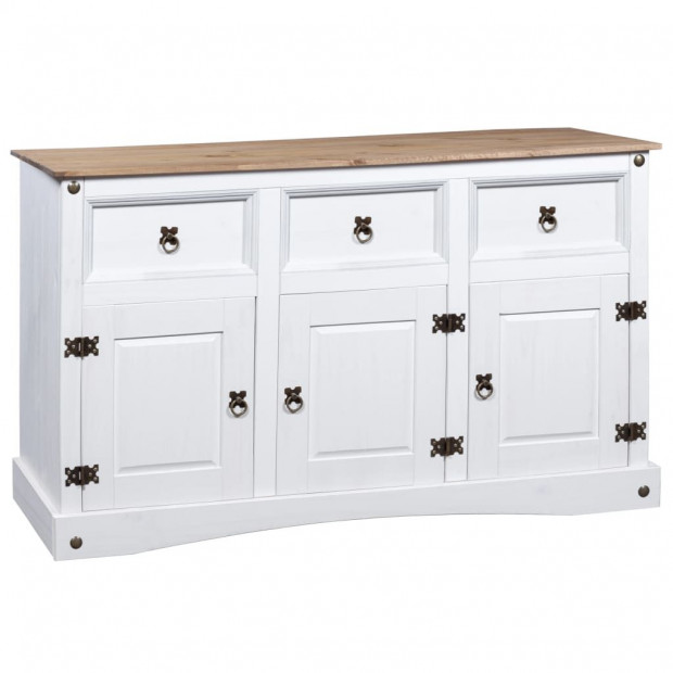 Sideboard Solid Mexican Pinewood Corona Range White 132x43x78 Cm