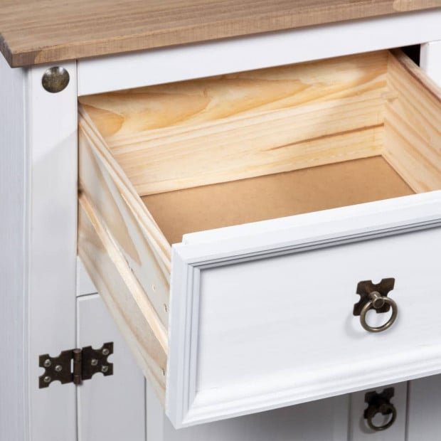 Sideboard Solid Mexican Pinewood Corona Range White 132x43x78 Cm Image 2
