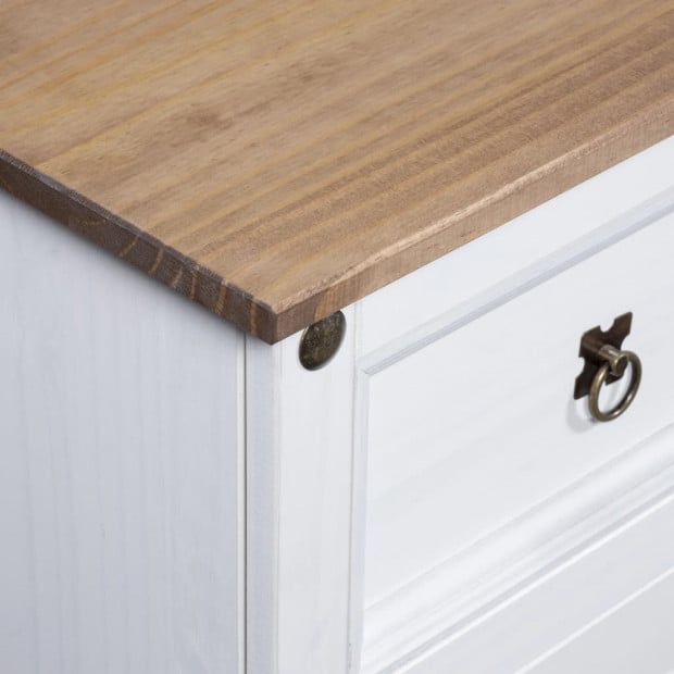 Sideboard Solid Mexican Pinewood Corona Range White 132x43x78 Cm Image 3
