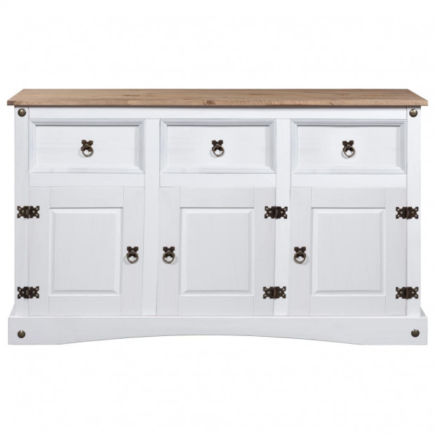 Sideboard Solid Mexican Pinewood Corona Range White 132x43x78 Cm Image 4
