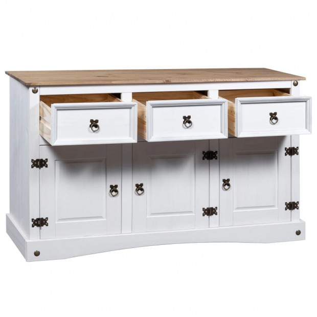 Sideboard Solid Mexican Pinewood Corona Range White 132x43x78 Cm Image 5
