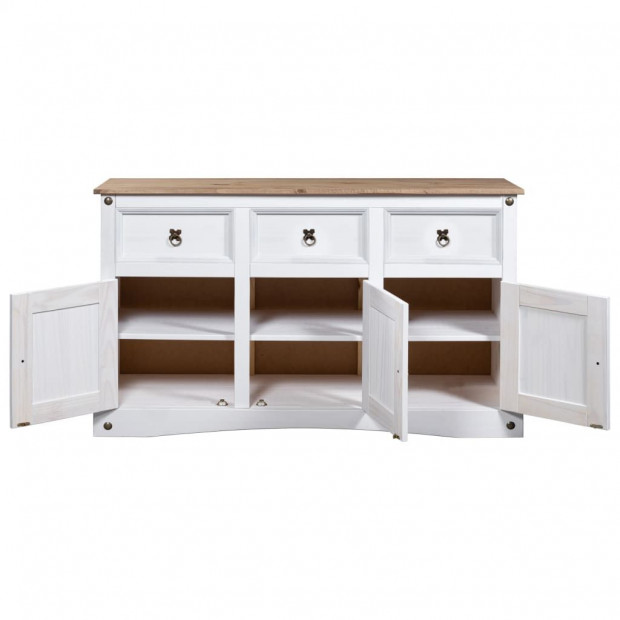 Sideboard Solid Mexican Pinewood Corona Range White 132x43x78 Cm Image 6