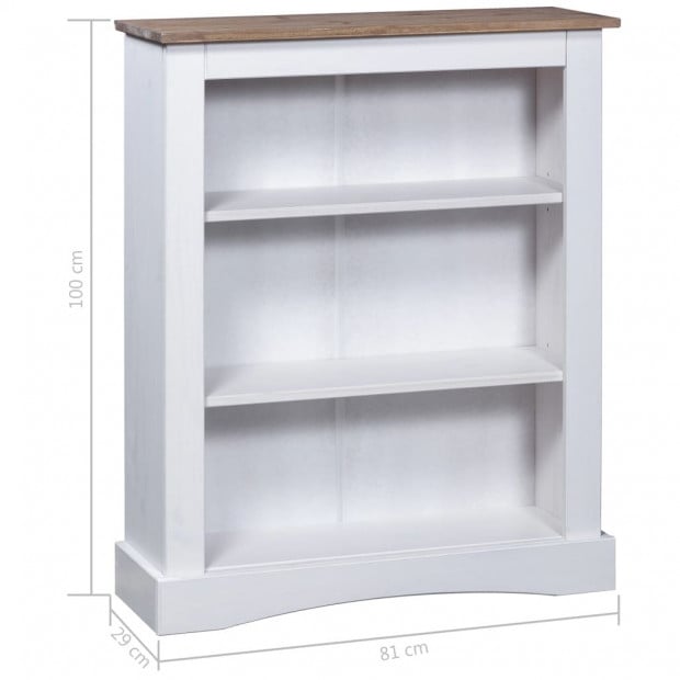 3-tier Bookcase Mexican Pine Corona Range White 81x29x100 Cm Image 5