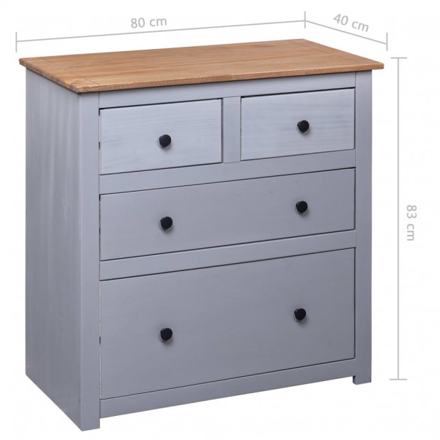 Sideboard Grey 80x40x83 Cm Pinewood Panama Range Image 9