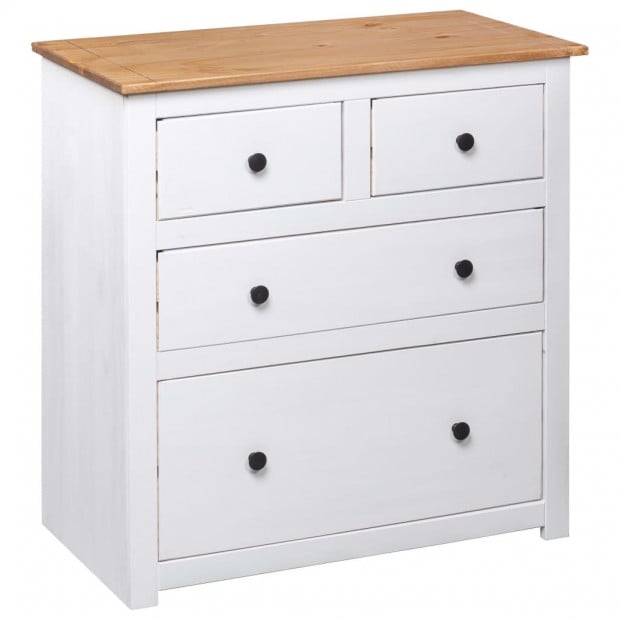 Sideboard White 80x40x83 Cm Pinewood Panama Range Image 5