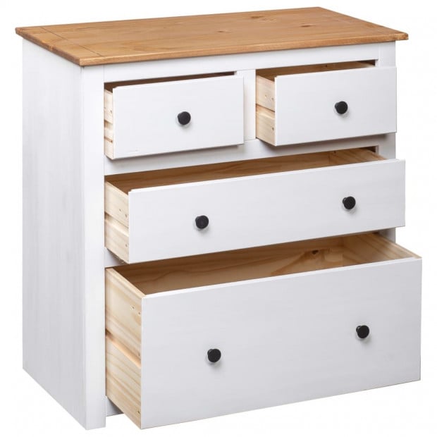 Sideboard White 80x40x83 Cm Pinewood Panama Range Image 6