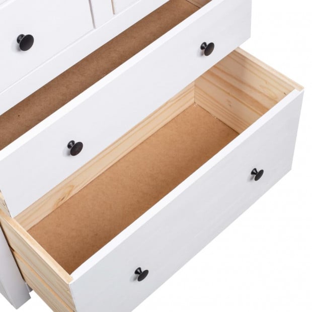Sideboard White 80x40x83 Cm Pinewood Panama Range Image 8
