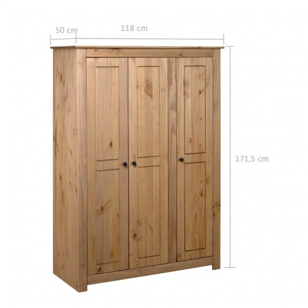 3-door Wardrobe 118x50x171.5 Cm Pine Panama Range Image 7