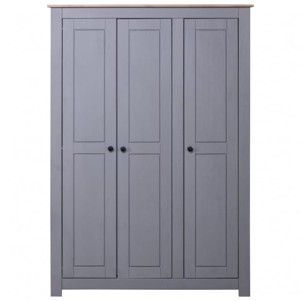 3-door Wardrobe Grey 118x50x171.5 Cm Pine Panama Range Image 4