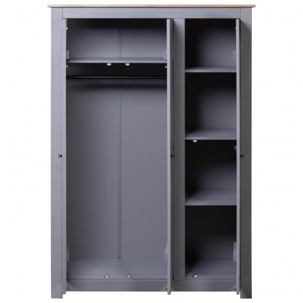 3-door Wardrobe Grey 118x50x171.5 Cm Pine Panama Range Image 5