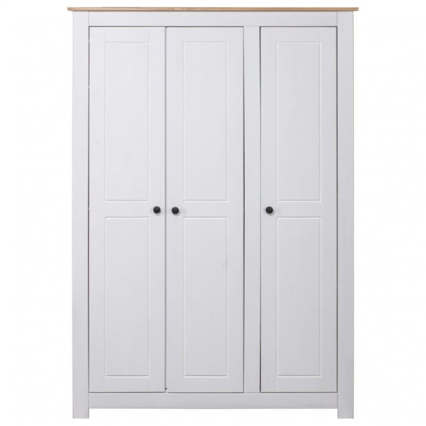 3-door Wardrobe White 118x50x171.5 Cm Pine Panama Range Image 4
