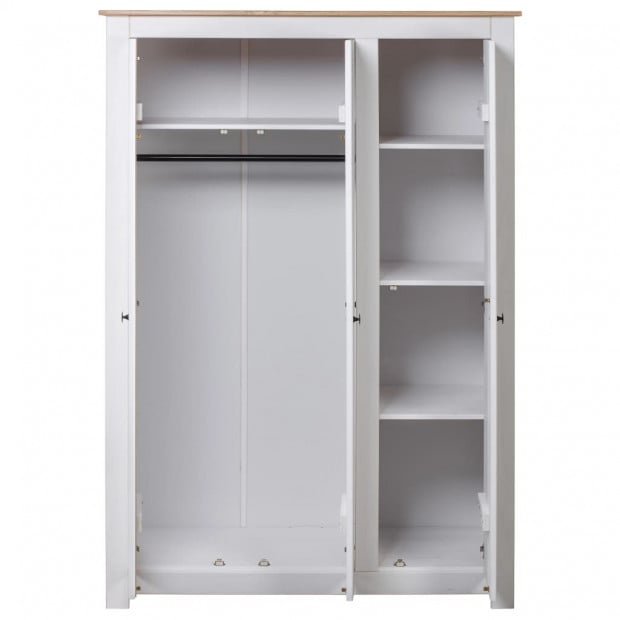 3-door Wardrobe White 118x50x171.5 Cm Pine Panama Range Image 5