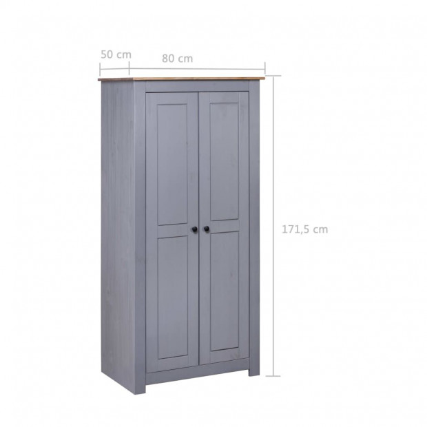 Wardrobe Grey 80x50x171.5 Cm Solid Pine Panama Range Image 6