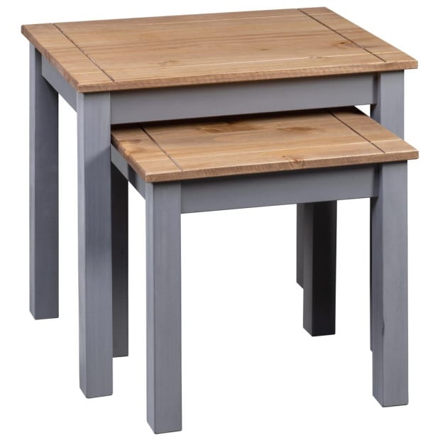 Nesting Tables 2 Pcs Grey Solid Pine Wood Panama Range Image 3