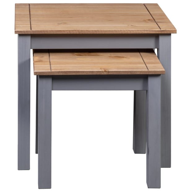 Nesting Tables 2 Pcs Grey Solid Pine Wood Panama Range Image 4