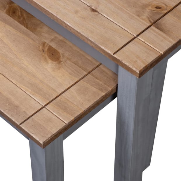 Nesting Tables 2 Pcs Grey Solid Pine Wood Panama Range Image 5