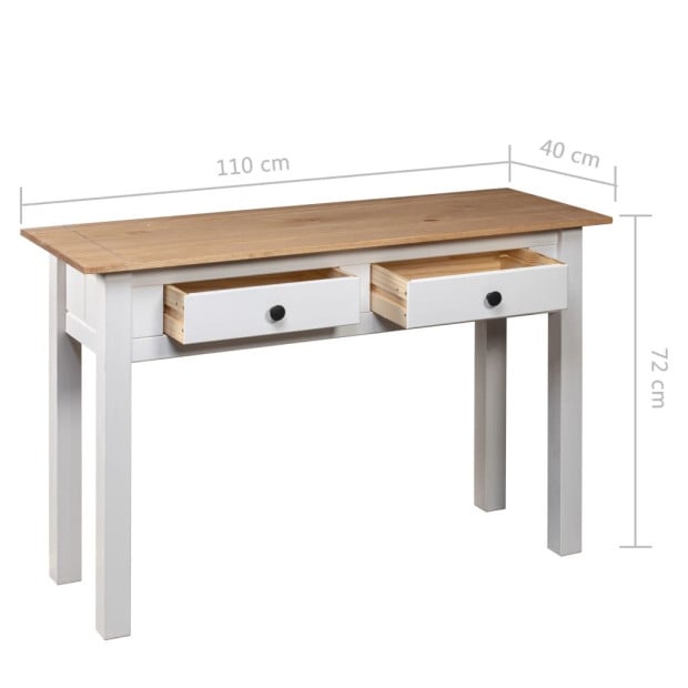 Console Table White 110x40x72 Cm Solid Pine Wood Panama Range Image 9