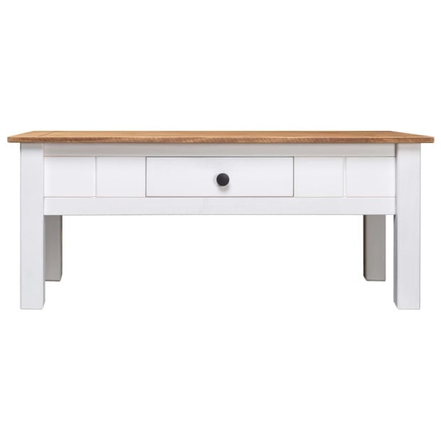 Coffee Table White 100x60x45 Cm Solid Pine Wood Panama Range Image 2