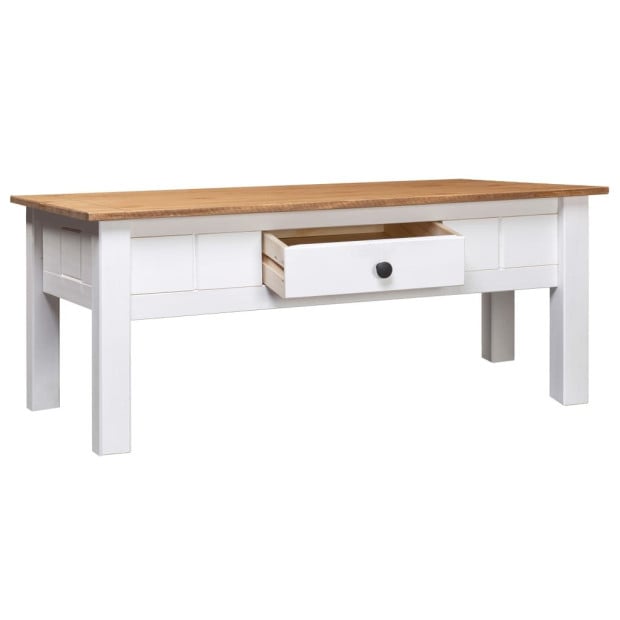 Coffee Table White 100x60x45 Cm Solid Pine Wood Panama Range Image 3