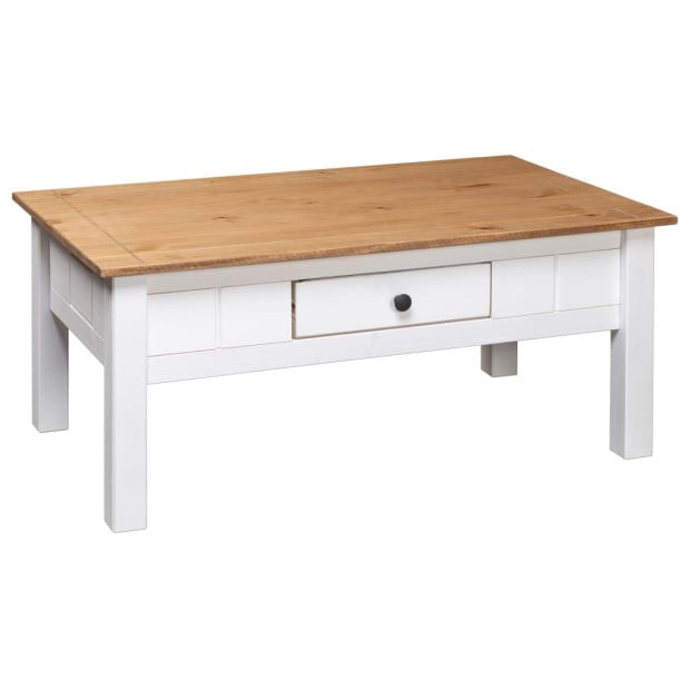 Coffee Table White 100x60x45 Cm Solid Pine Wood Panama Range Image 4