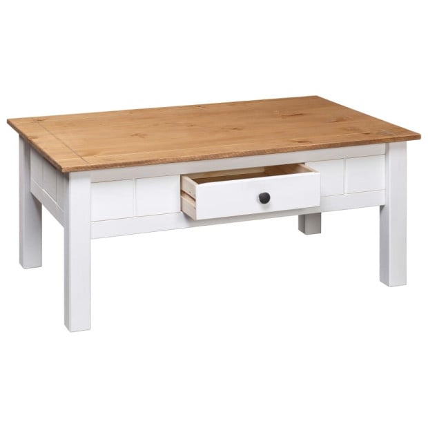 Coffee Table White 100x60x45 Cm Solid Pine Wood Panama Range Image 6