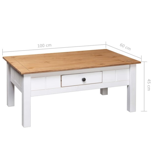 Coffee Table White 100x60x45 Cm Solid Pine Wood Panama Range Image 9