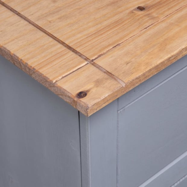 Sideboard Grey 93x40x80 Cm Solid Pinewood Image 2