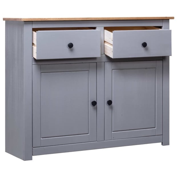 Sideboard Grey 93x40x80 Cm Solid Pinewood Image 5