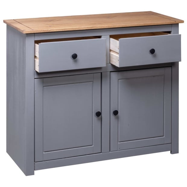 Sideboard Grey 93x40x80 Cm Solid Pinewood Image 8