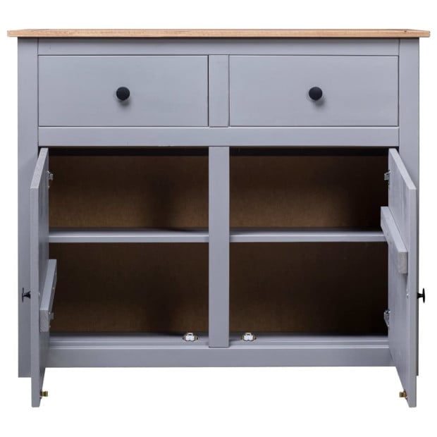 Sideboard Grey 93x40x80 Cm Solid Pinewood Image 9