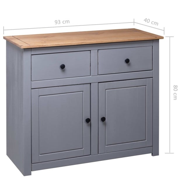 Sideboard Grey 93x40x80 Cm Solid Pinewood Image 10