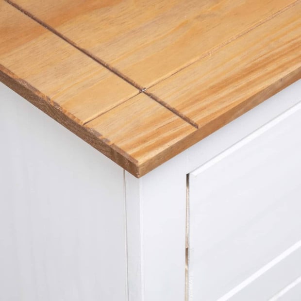 Sideboard White 93x40x80 Cm Solid Pinewood Image 2