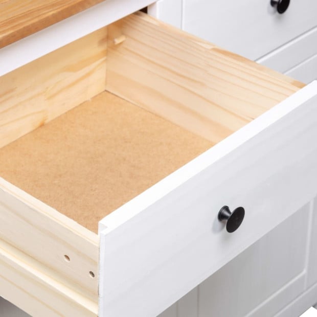 Sideboard White 93x40x80 Cm Solid Pinewood Image 3