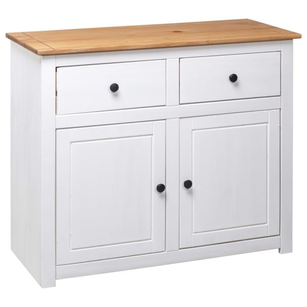 Sideboard White 93x40x80 Cm Solid Pinewood Image 6