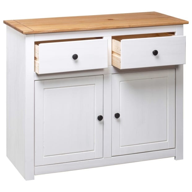 Sideboard White 93x40x80 Cm Solid Pinewood Image 8