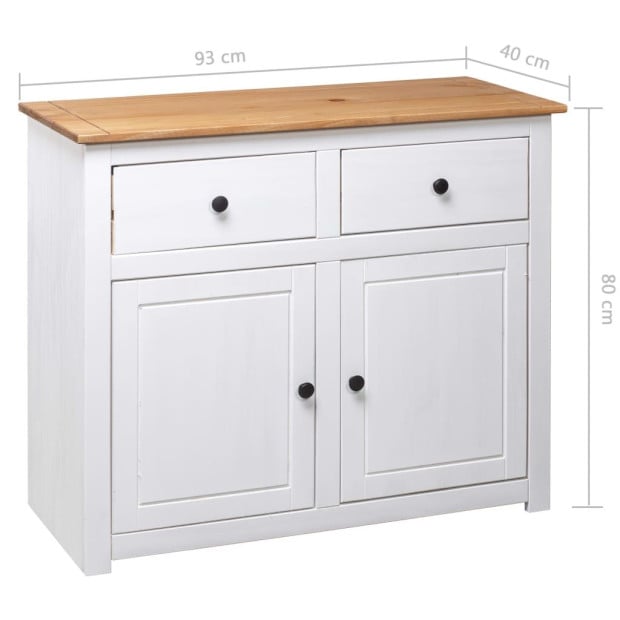 Sideboard White 93x40x80 Cm Solid Pinewood Image 10