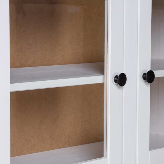 Highboard White 93x40.5x180 Cm Solid Pinewood Panama Range Image 2